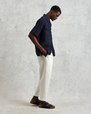 【予約】バートレットシャツ TWO TONE LINEN (NAVY)