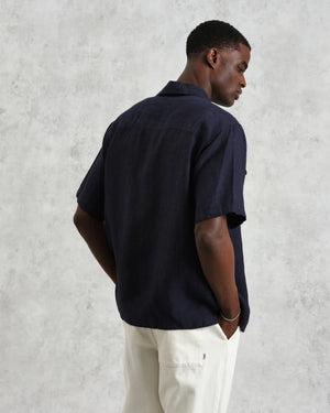 【予約】バートレットシャツ TWO TONE LINEN (NAVY)
