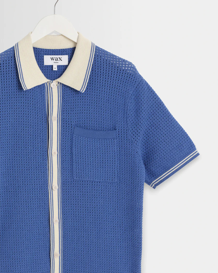ベルシャツ TIPPED POINTELLE (BLUE/ECRU)