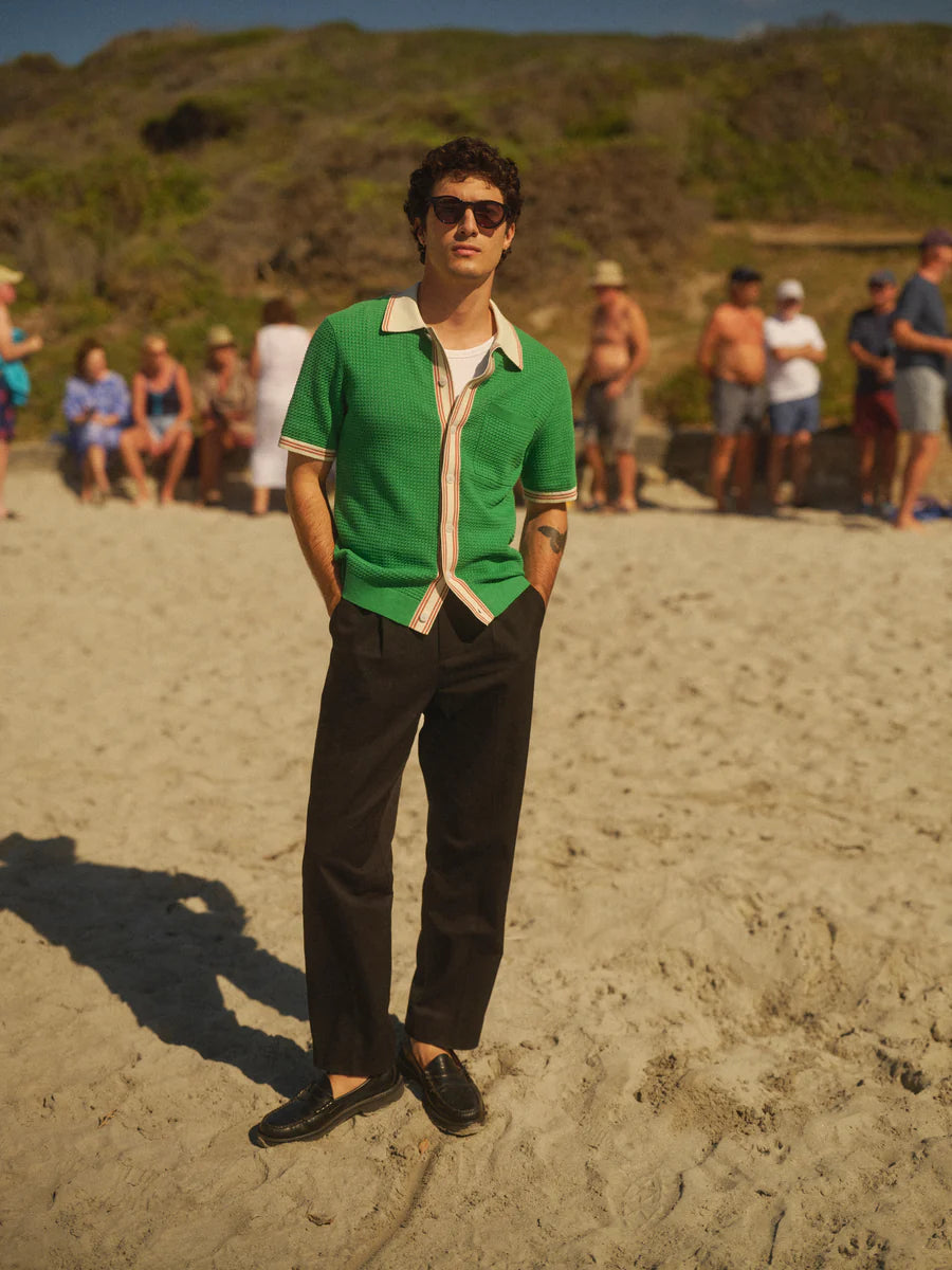 ベルシャツ TIPPED POINTELLE (GREEN/ECRU)