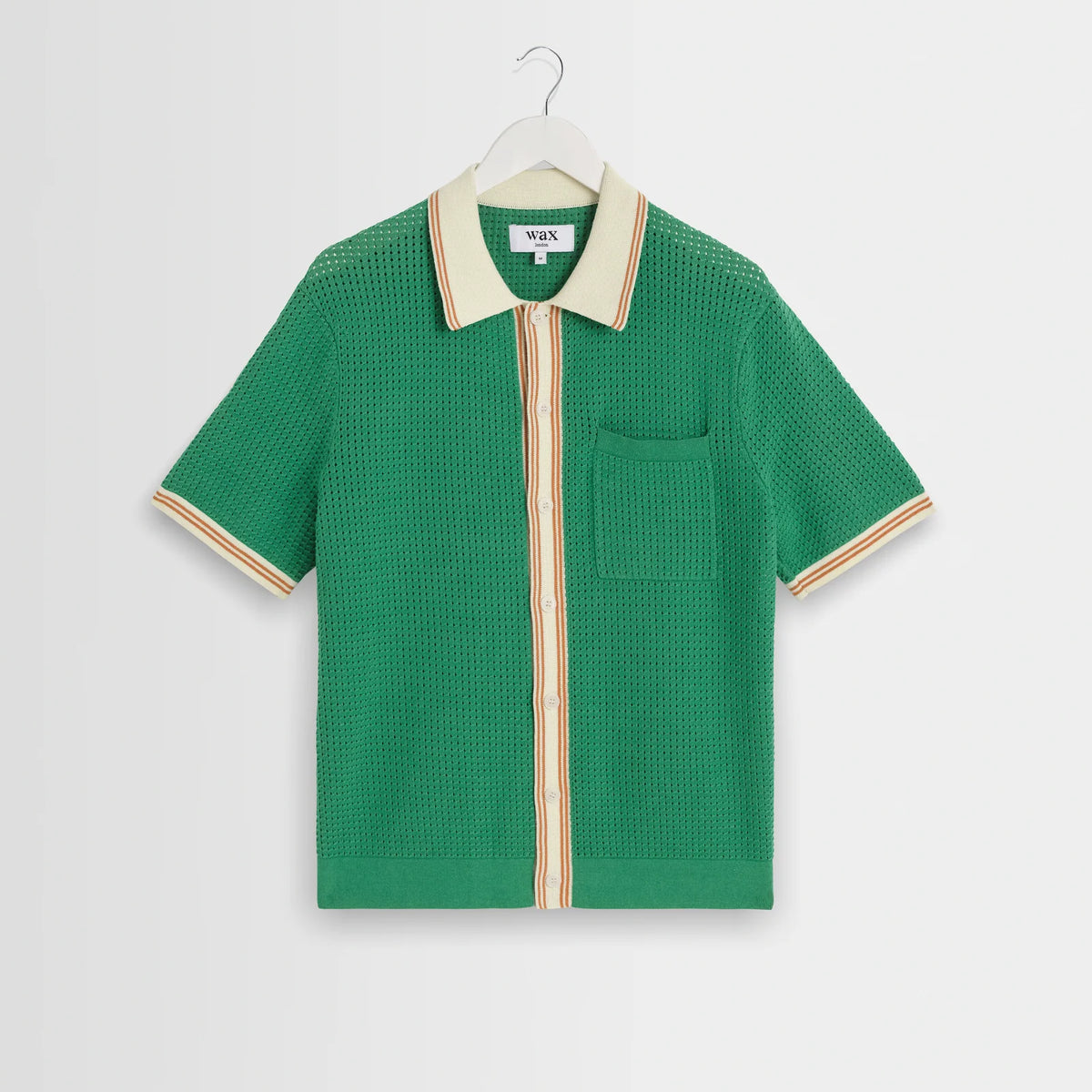 ベルシャツ TIPPED POINTELLE (GREEN/ECRU)｜Wax London ワックスロンドン