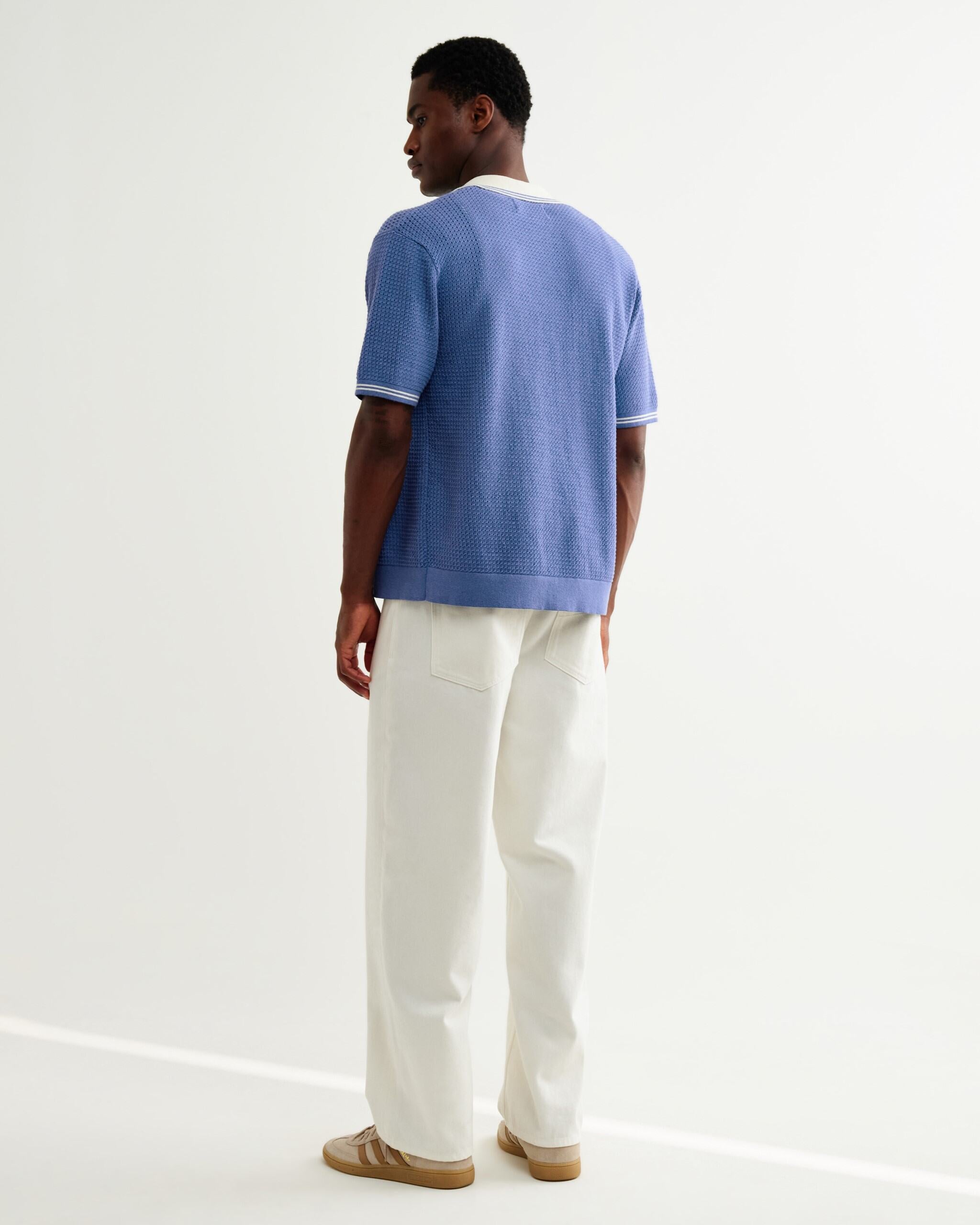 ベルシャツ TIPPED POINTELLE (BLUE/ECRU)