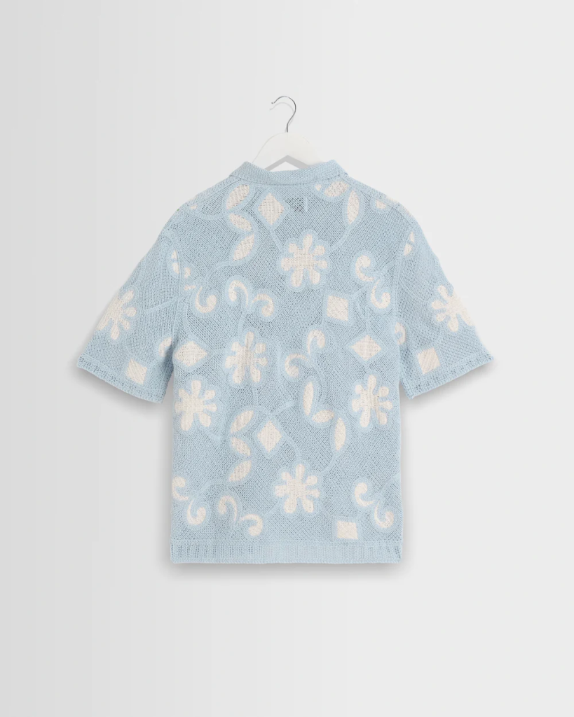 ポルトシャツ DOODLE CROCHET(PALE BLUE/ECRU)