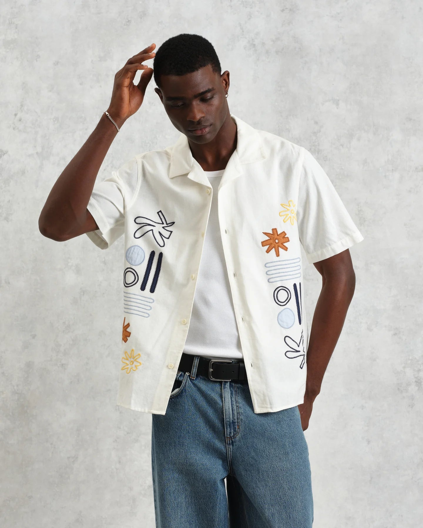 ディドコットシャツ ABSTRACT APPLIQUE (ECRU/MULTI)