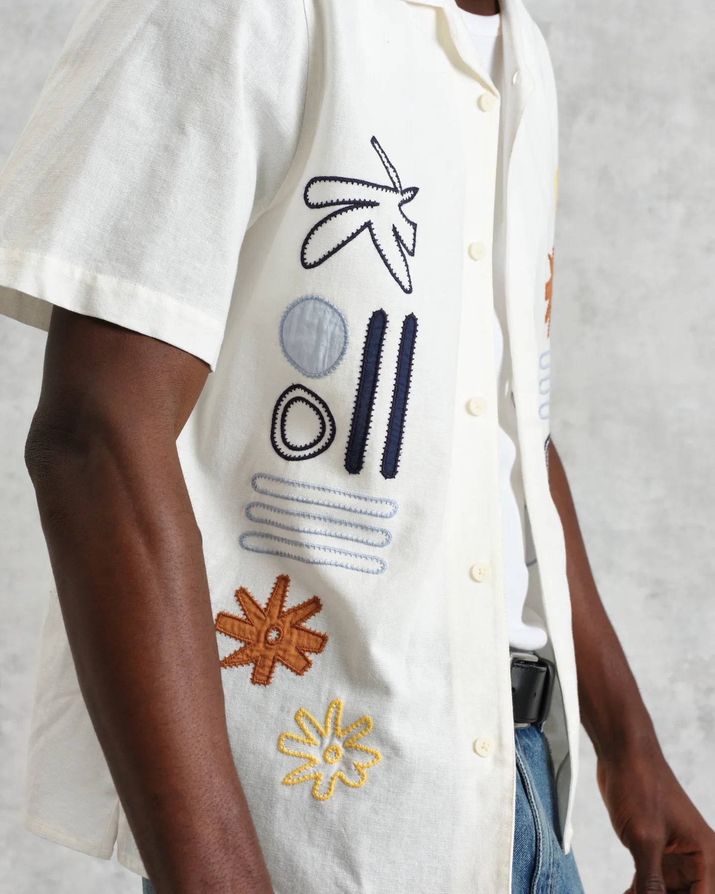 ディドコットシャツ ABSTRACT APPLIQUE (ECRU/MULTI)