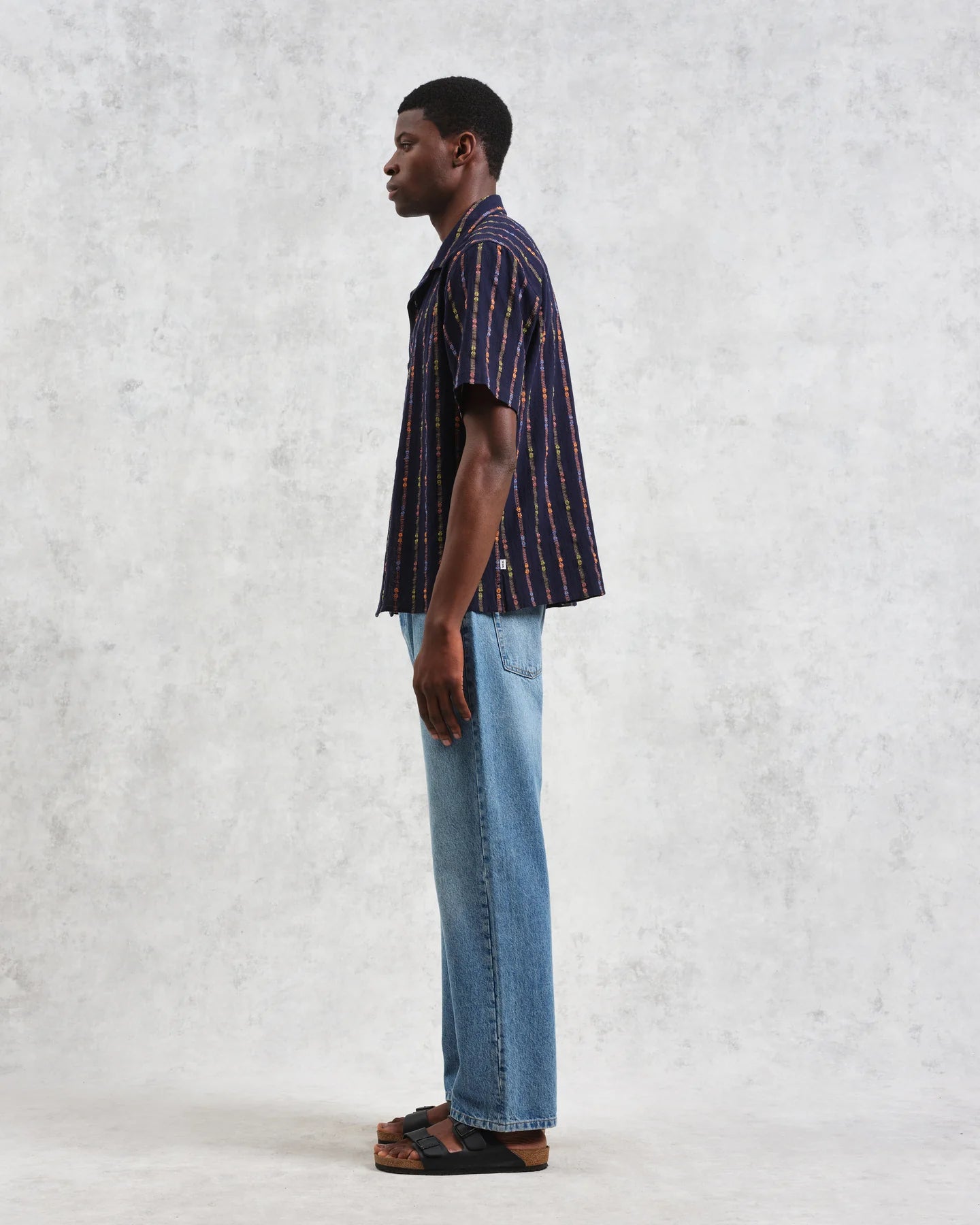 ディドコットシャツ MULTI LOOM STRIPE (NAVY/ORANGE)