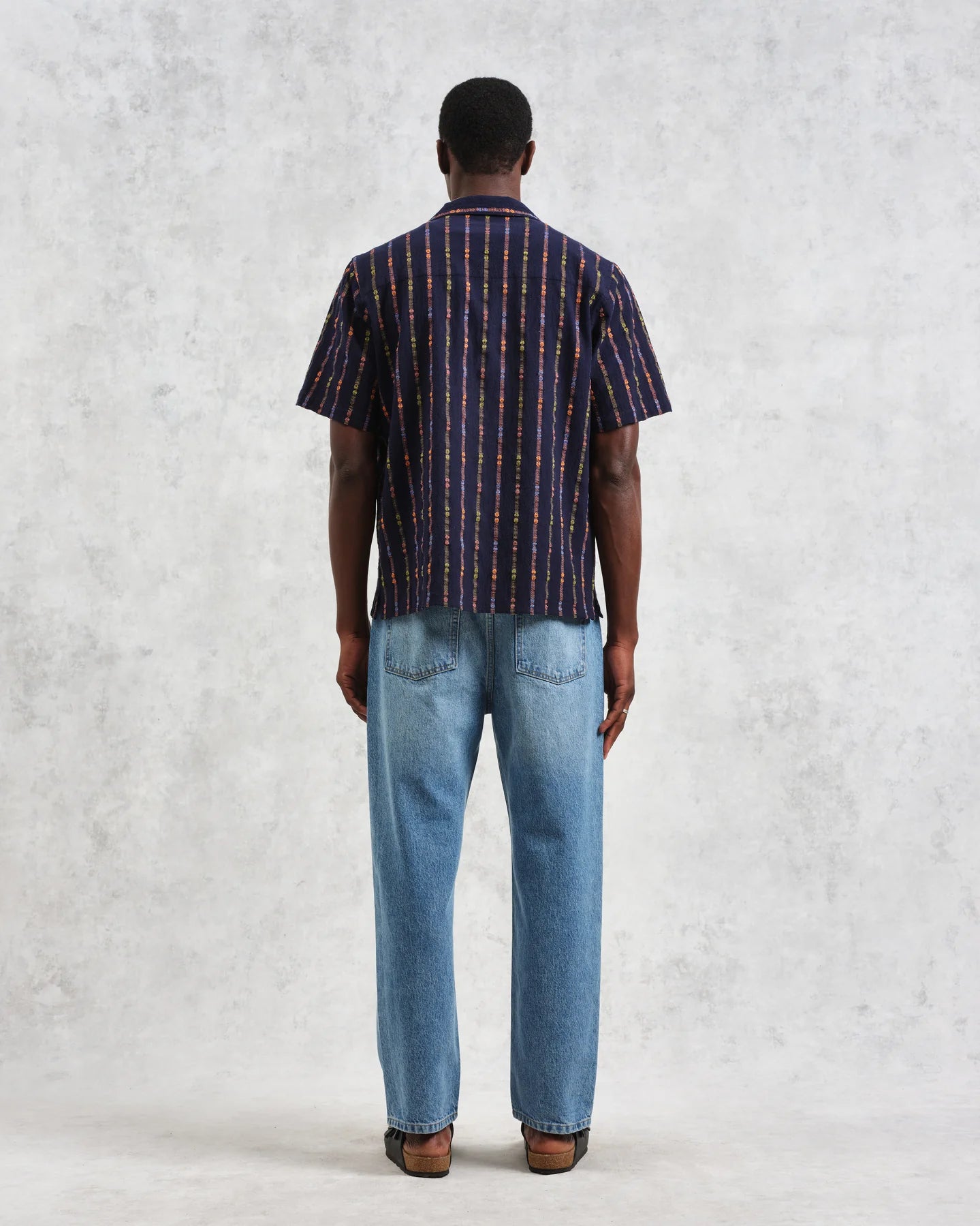 ディドコットシャツ MULTI LOOM STRIPE (NAVY/ORANGE)