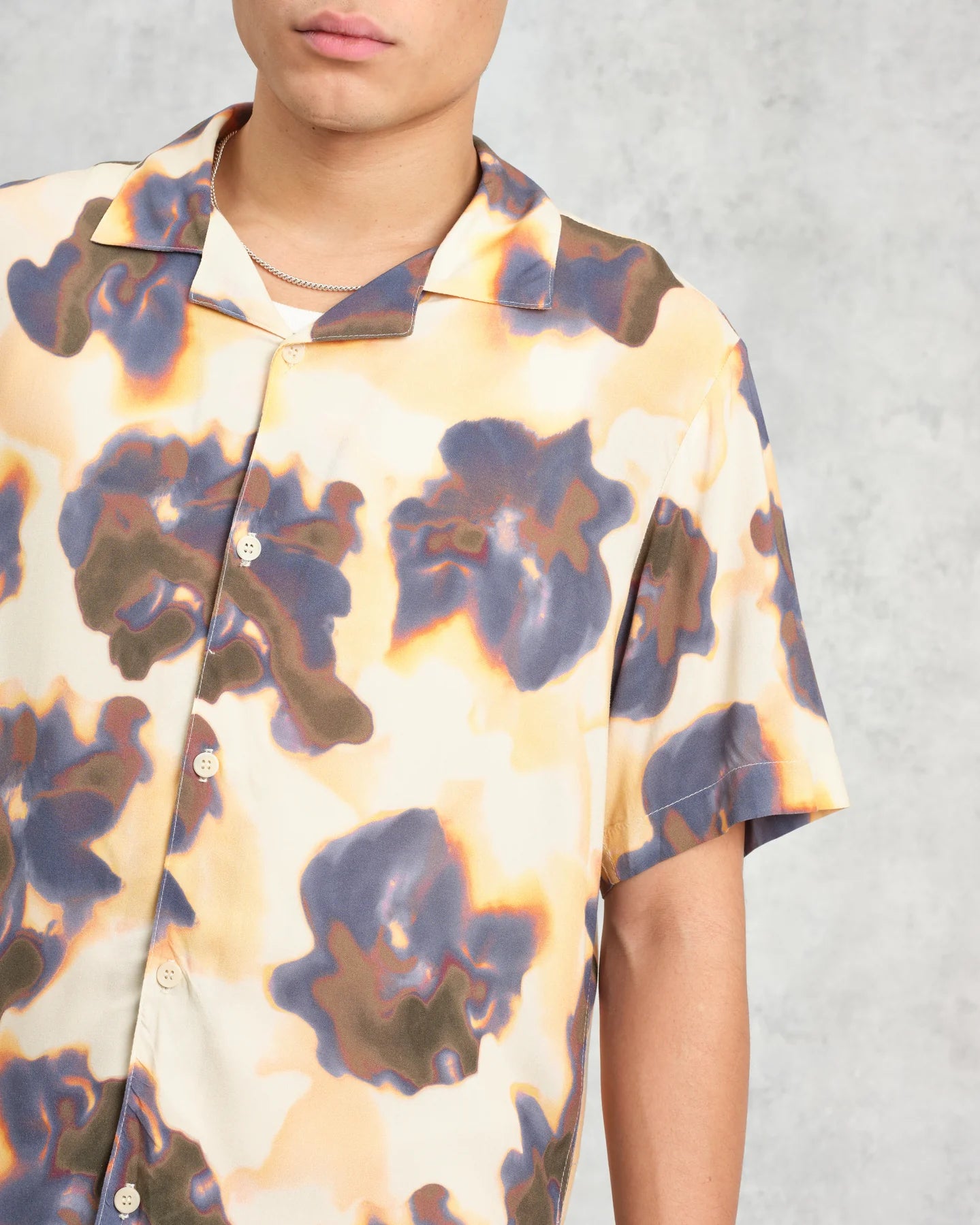 ディドコットシャツ BLUR FLORAL (PEACH/BLUE)