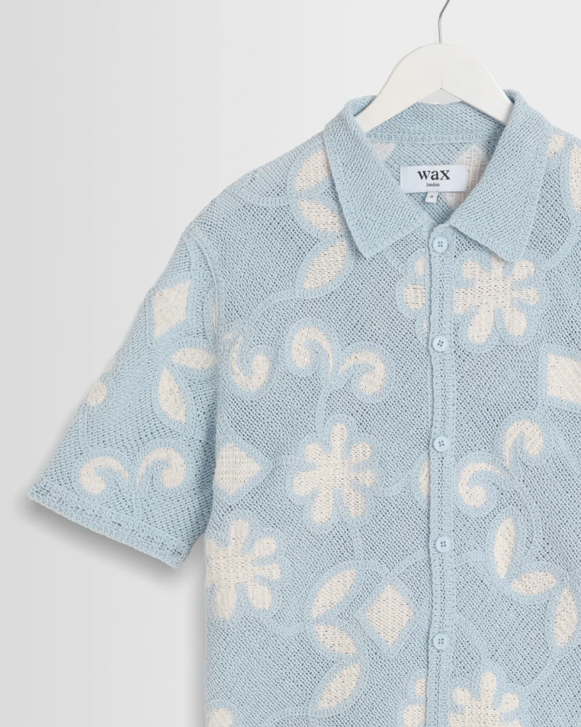 ポルトシャツ DOODLE CROCHET(PALE BLUE/ECRU)