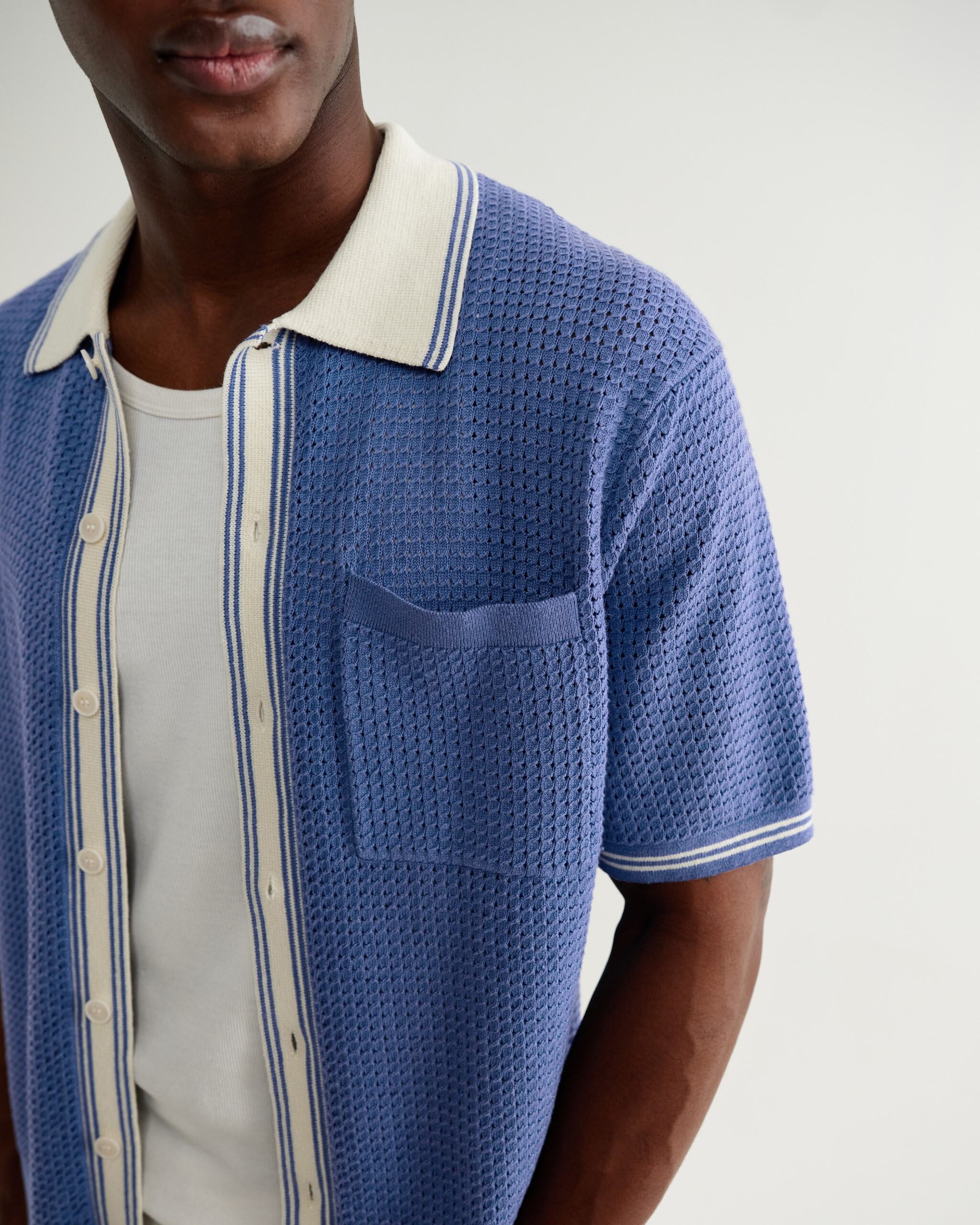 ベルシャツ TIPPED POINTELLE (BLUE/ECRU)