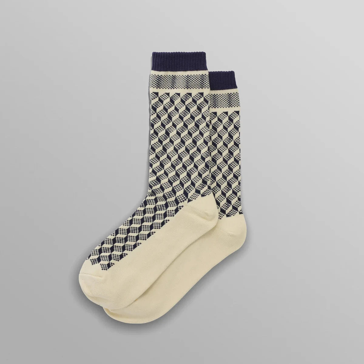 チャンキーソックス ステップジャガード (NAVY)