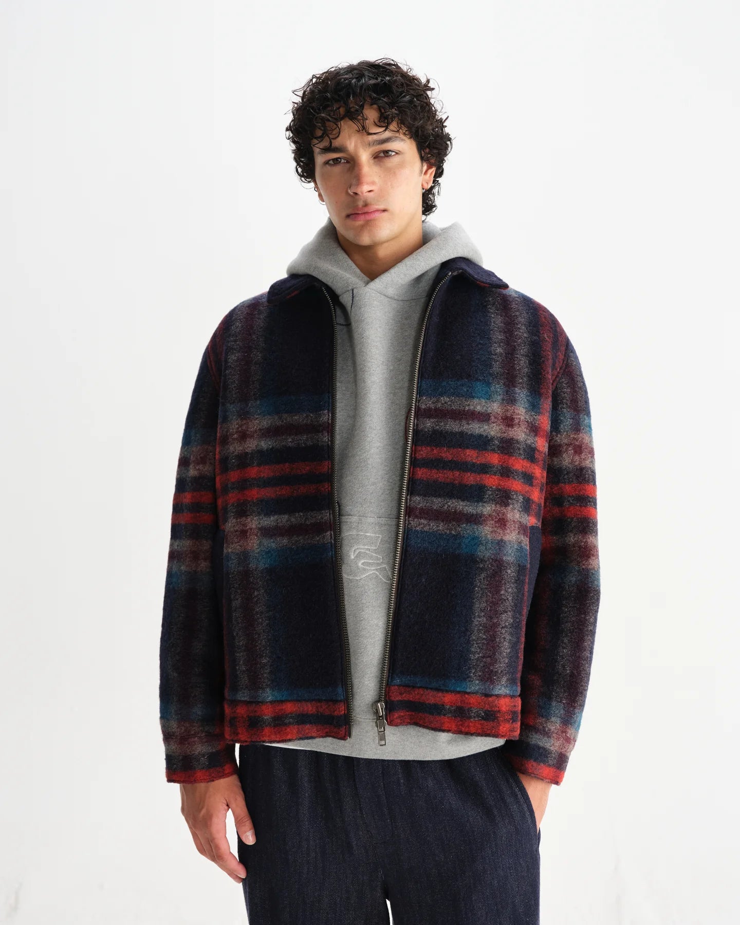 ヒースジャケット Heath Jacket Wool Check (NAVY/MULTI)