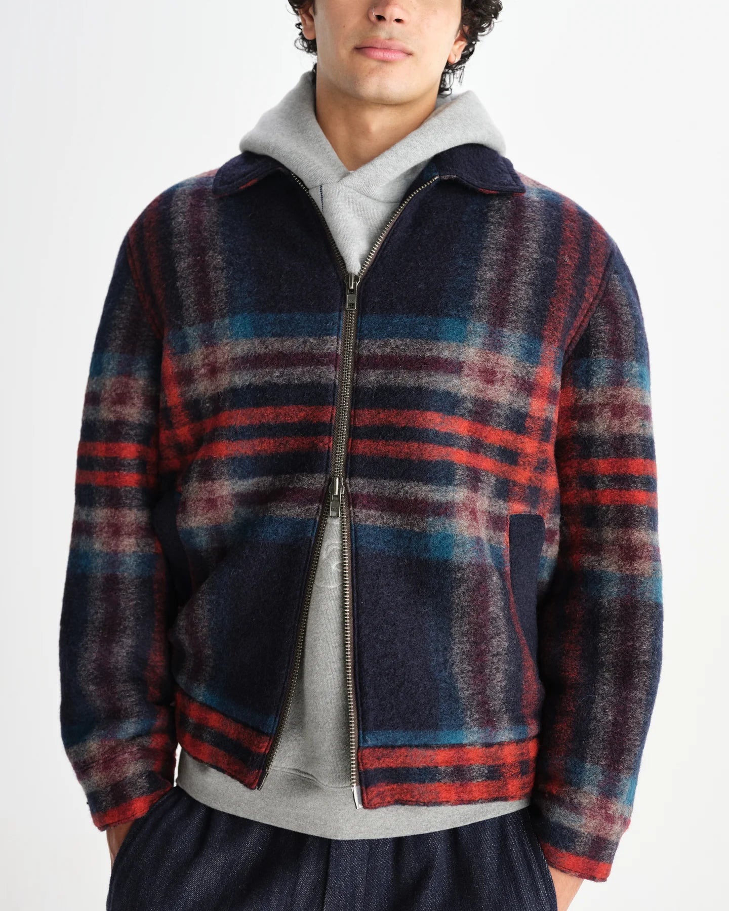 ヒースジャケット Heath Jacket Wool Check (NAVY/MULTI)