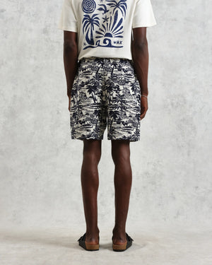 【予約】カートショーツ BEACH SCENE JACQUARD (NAVY/ECRU)