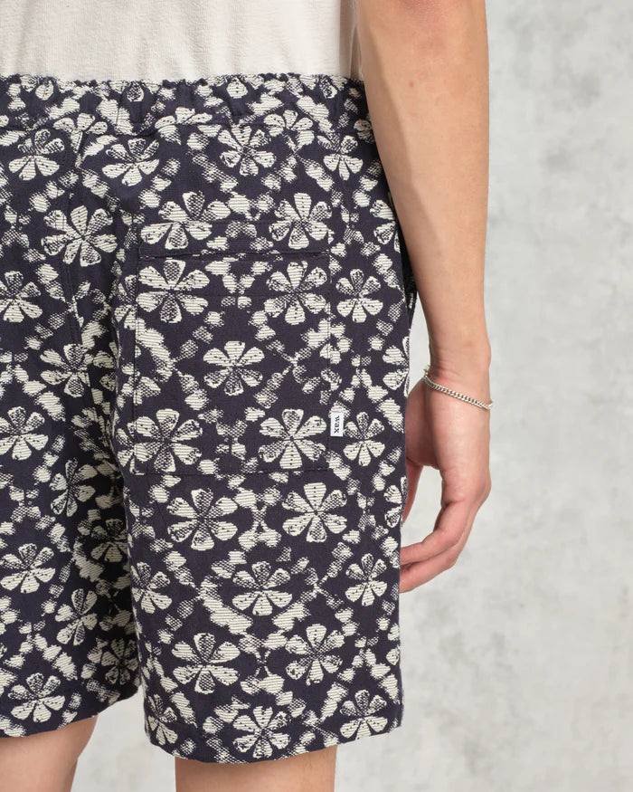 カートショーツ FLOWER STAMP JCQUARD (NAVY/ECRU)