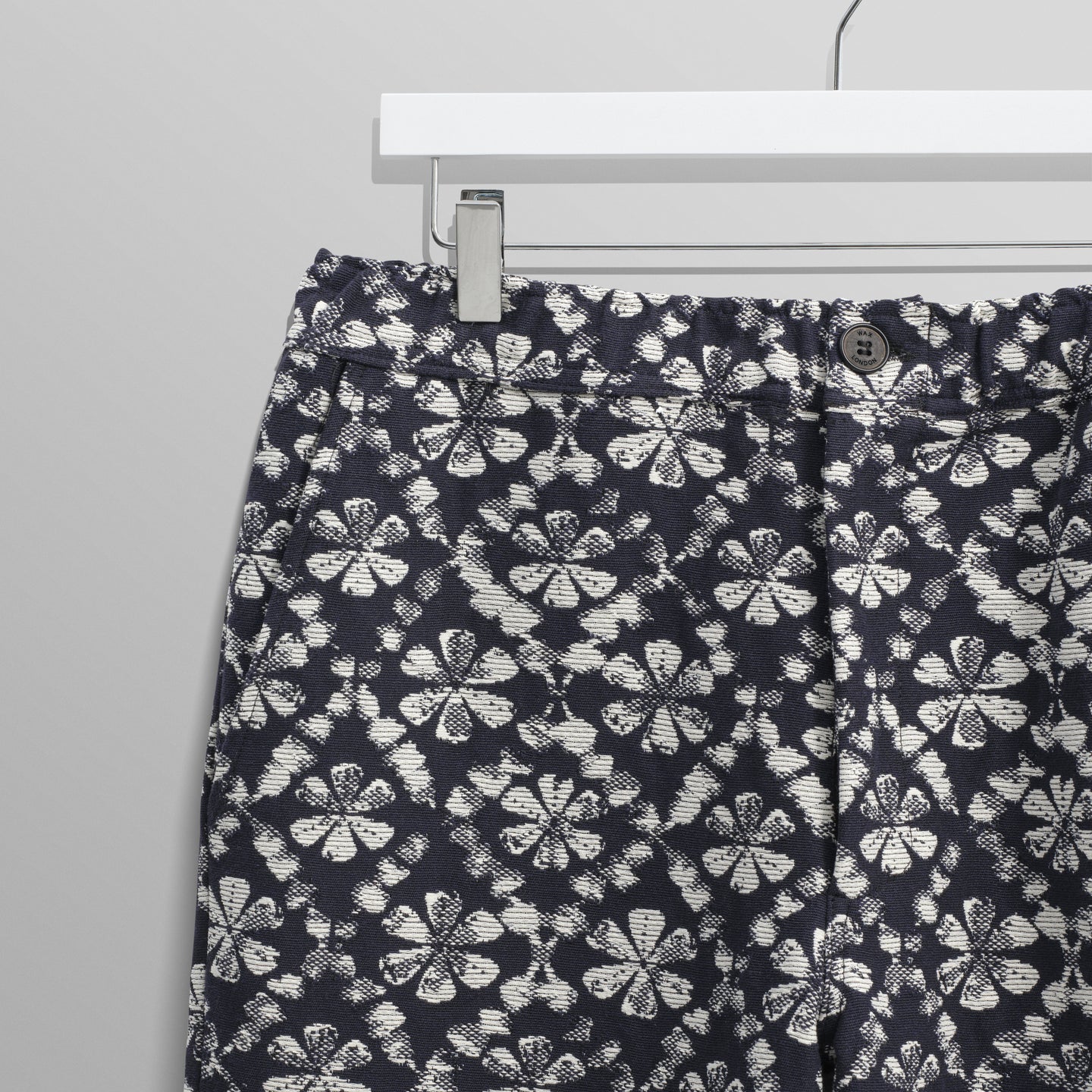 カートトラウザーズ FLOWER STAMP JCQUARD (NAVY/ECRU)