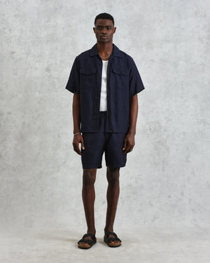【予約】カートショーツ TOW TONE LINEN (NAVY)