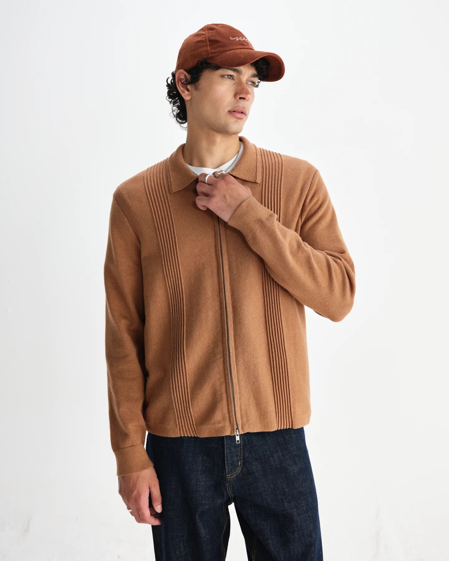 レノックスジップ MILANO RIPPLE STRIPE (CAMEL)