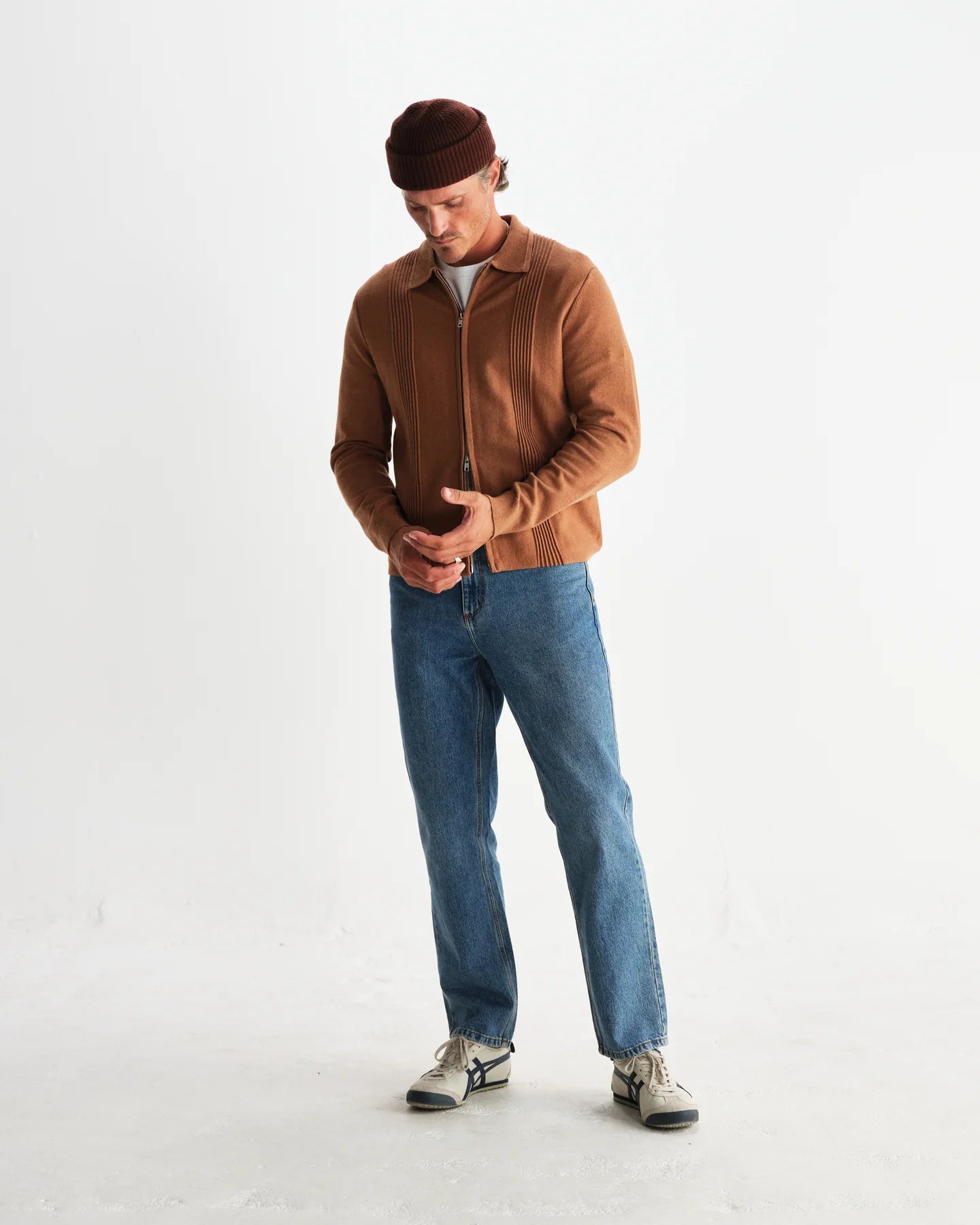 レノックスジップ MILANO RIPPLE STRIPE (CAMEL)