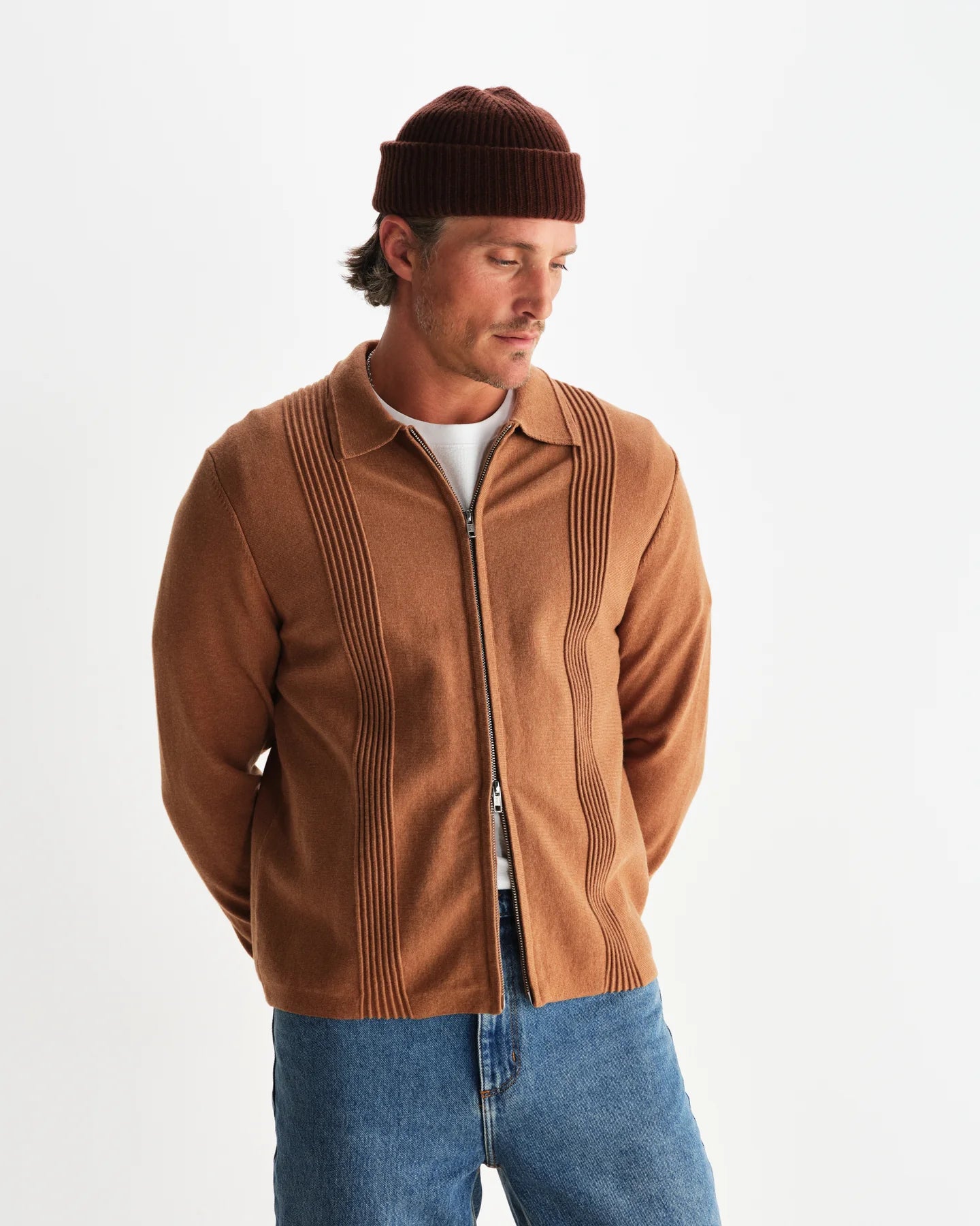 レノックスジップ MILANO RIPPLE STRIPE (CAMEL)