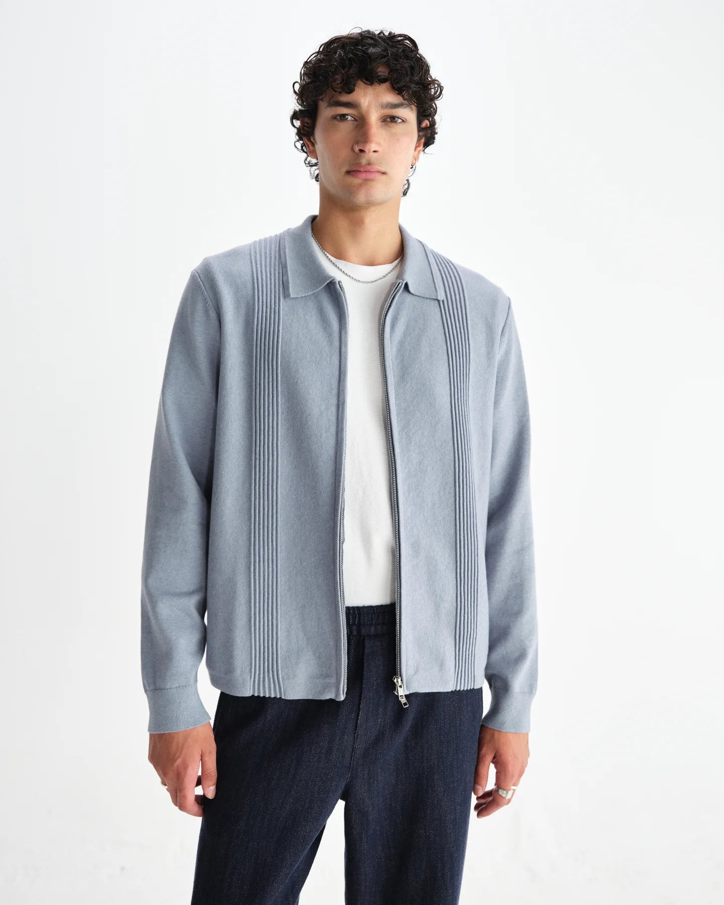 レノックスジップ MILANO RIPPLE STRIPE (GREY BLUE) - グリニッジ オンラインストア