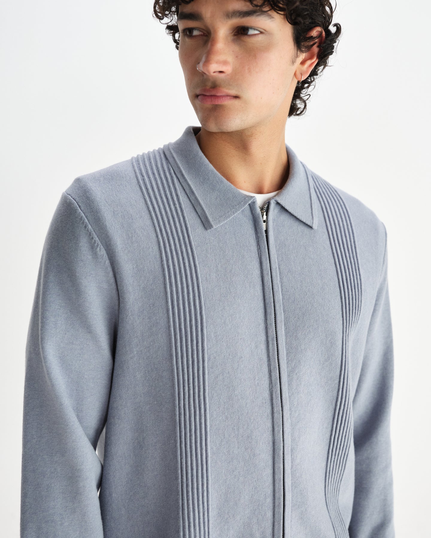 レノックスジップ MILANO RIPPLE STRIPE (GREY BLUE)