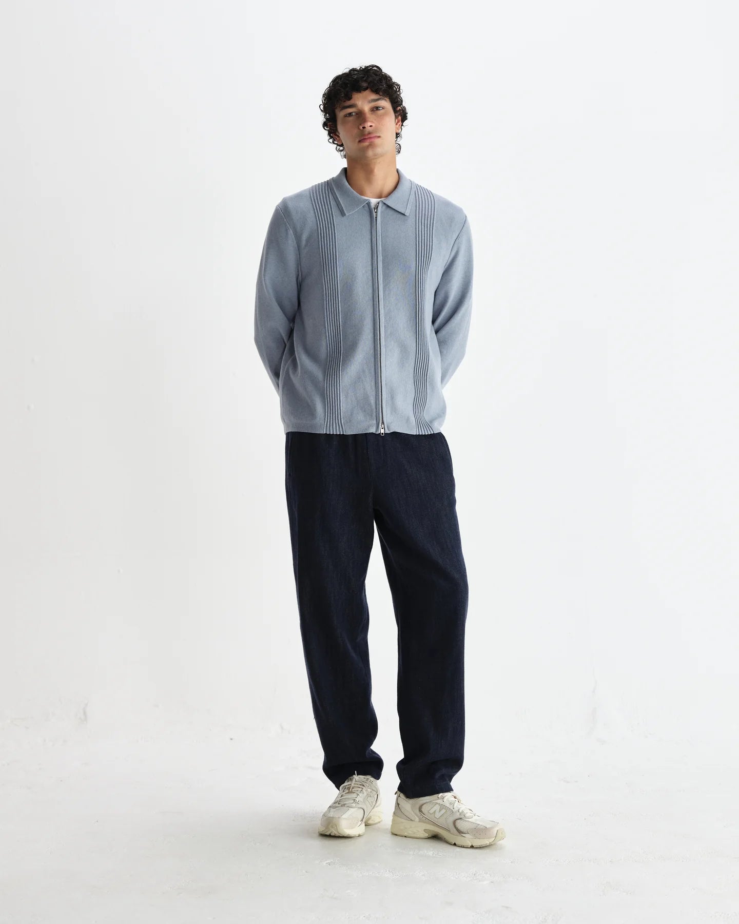 レノックスジップ MILANO RIPPLE STRIPE (GREY BLUE)