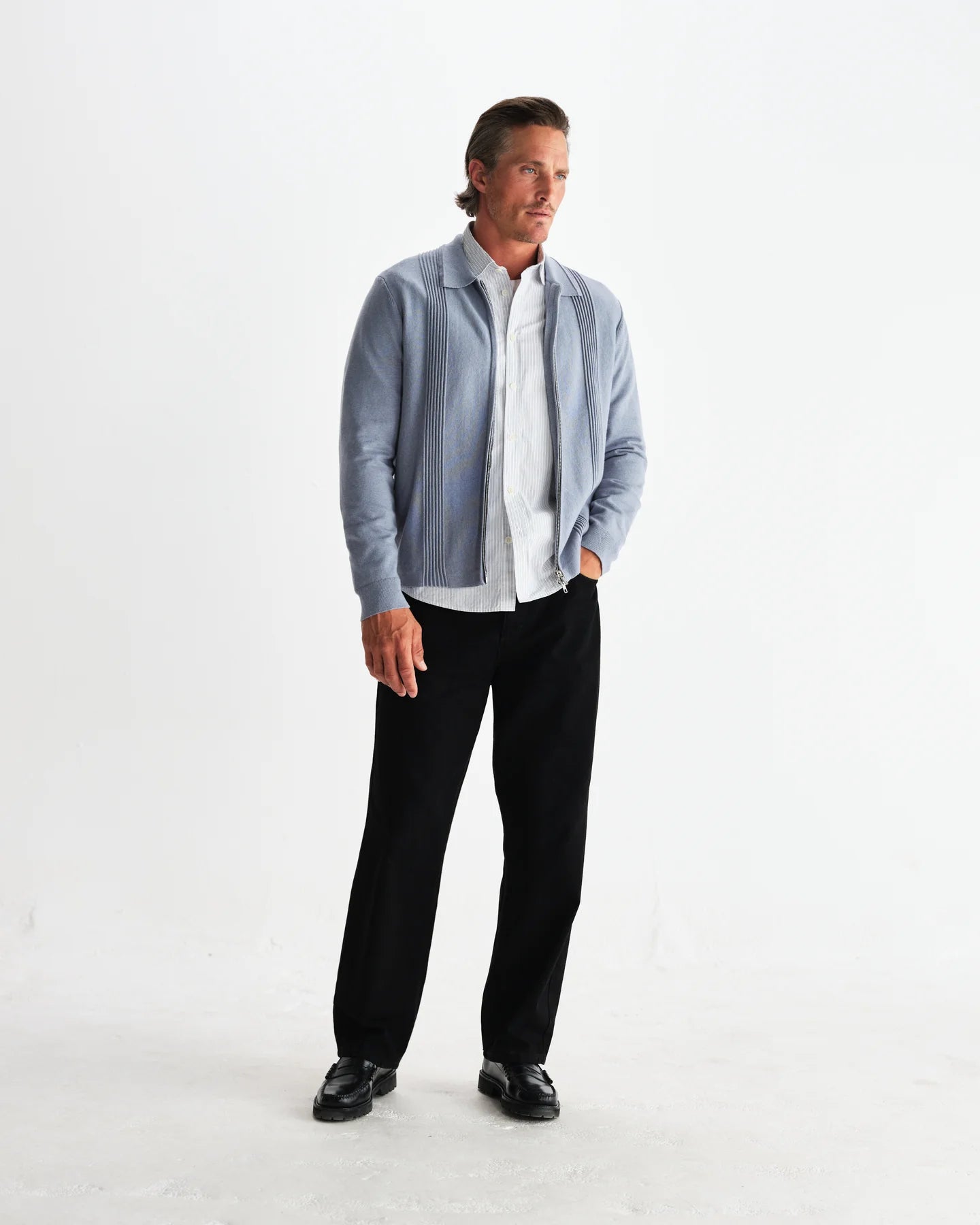 レノックスジップ MILANO RIPPLE STRIPE (GREY BLUE)