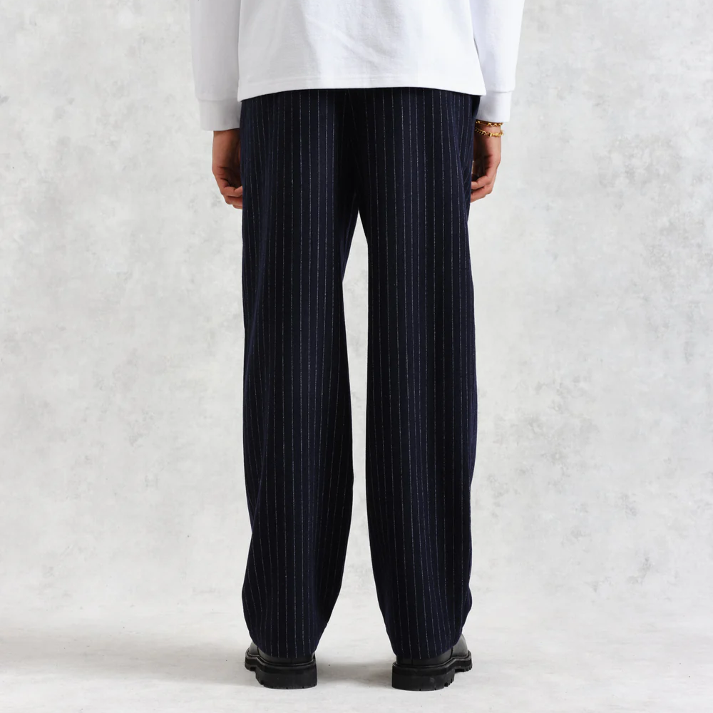 マルハムトラウザー ピンストライプウール (NAVY) TRO-MAL-BSS-NVY ワックスロンドン wax london
