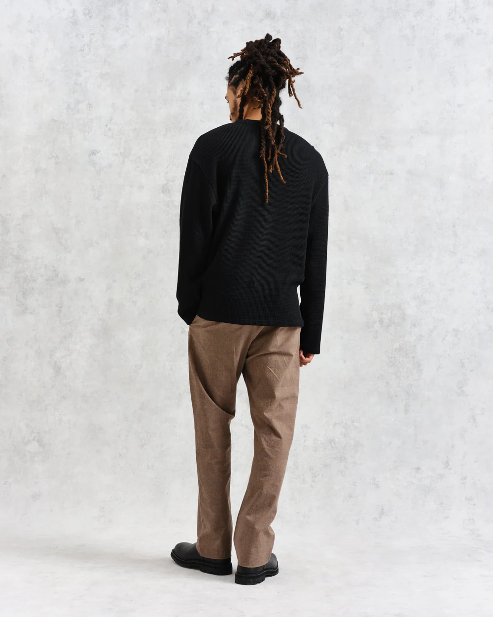 ムーア ロングスリーブTシャツ ヘビーワッフル (BLACK) LST-MOR-BLF-BLK ワックスロンドンwax london