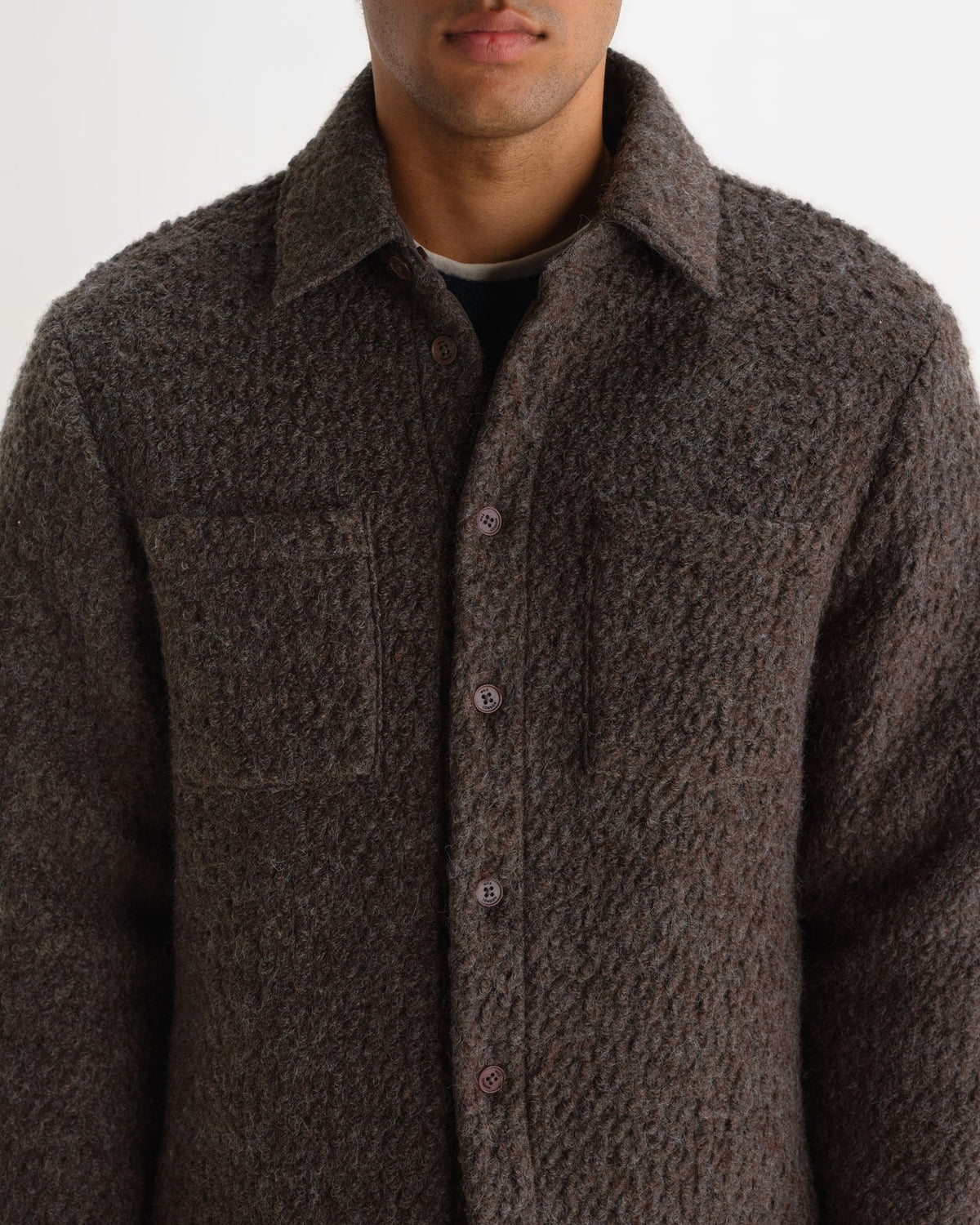 オーバーシャツ MOUNT REVERSIBLE BOBBLE WOOL (DUSTY BROWN)
