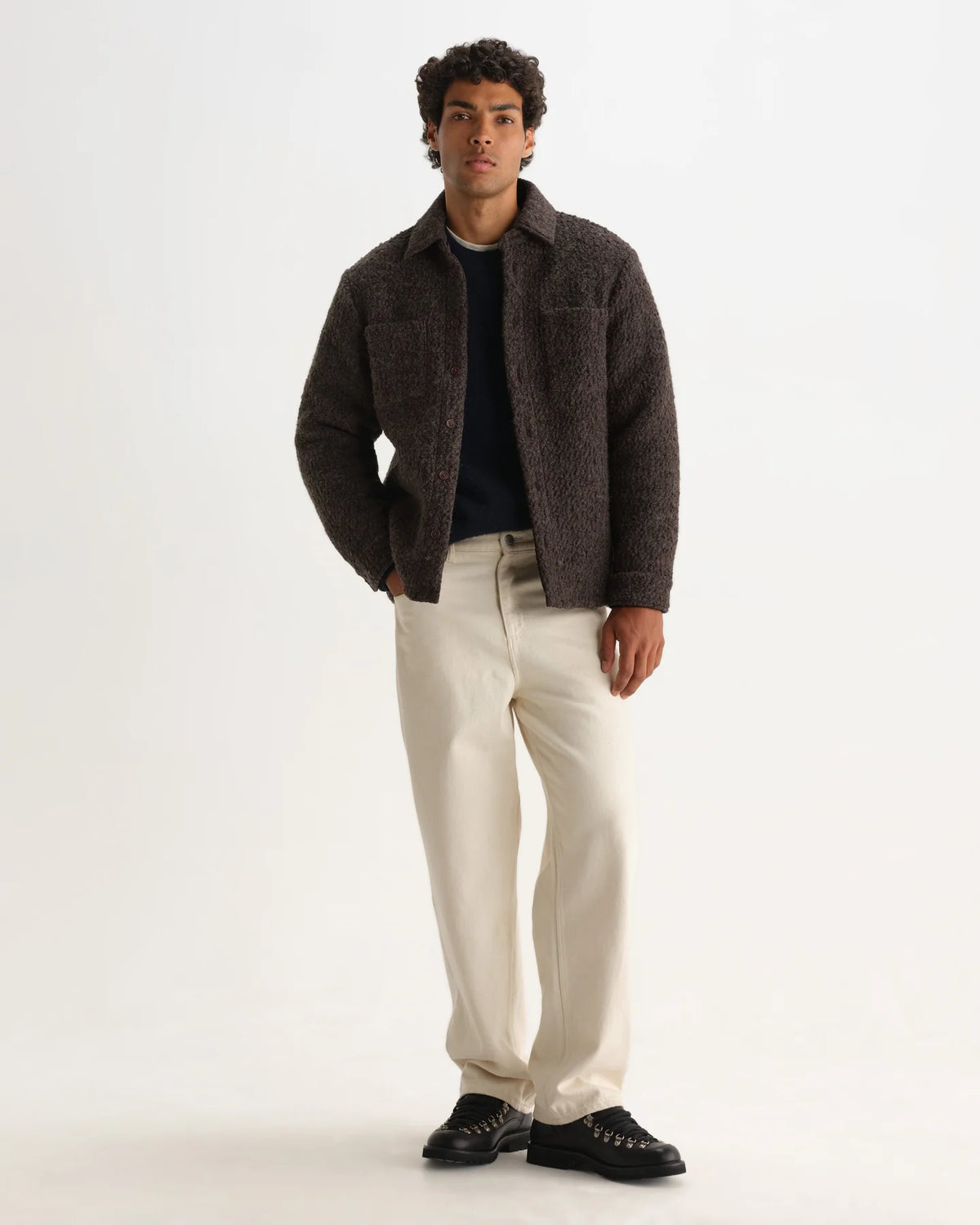 オーバーシャツ MOUNT REVERSIBLE BOBBLE WOOL (DUSTY BROWN)