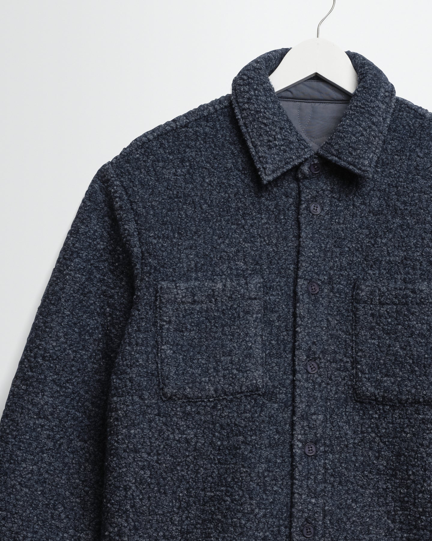 オーバーシャツ MOUNT REVERSIBLE BOBBLE WOOL (GREY BLUE)