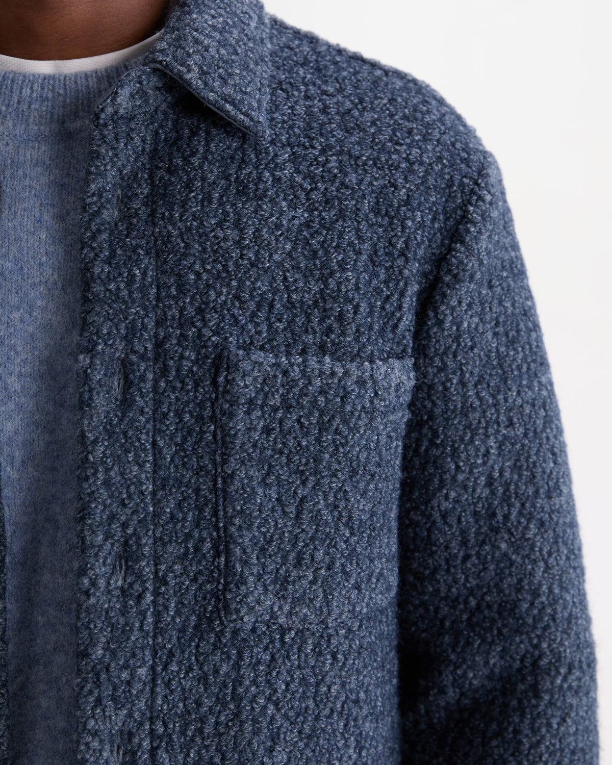 オーバーシャツ MOUNT REVERSIBLE BOBBLE WOOL (GREY BLUE)