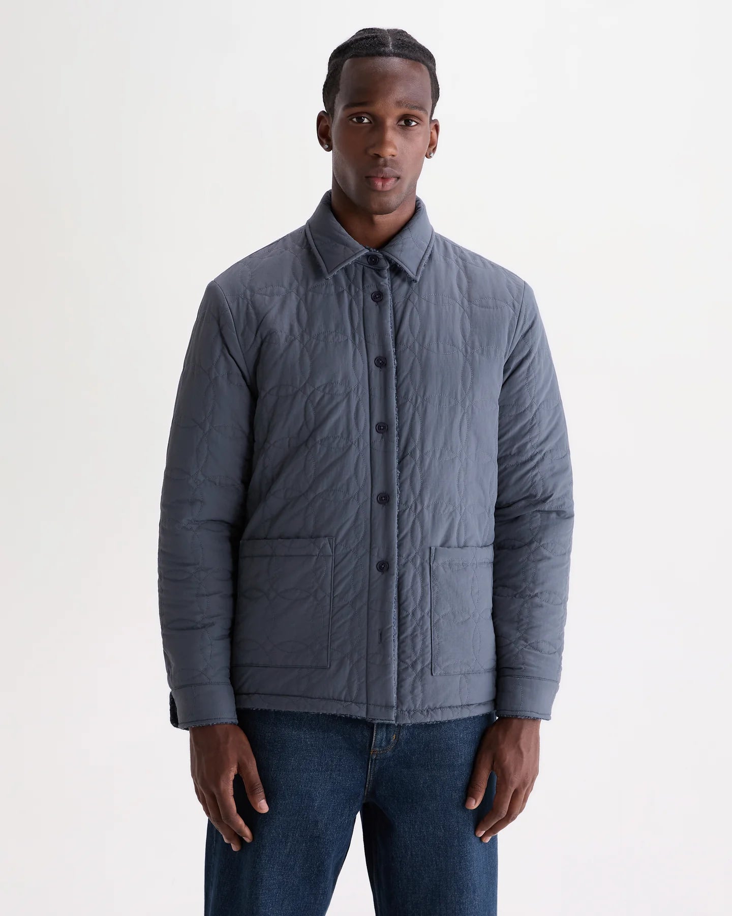 オーバーシャツ MOUNT REVERSIBLE BOBBLE WOOL (GREY BLUE)