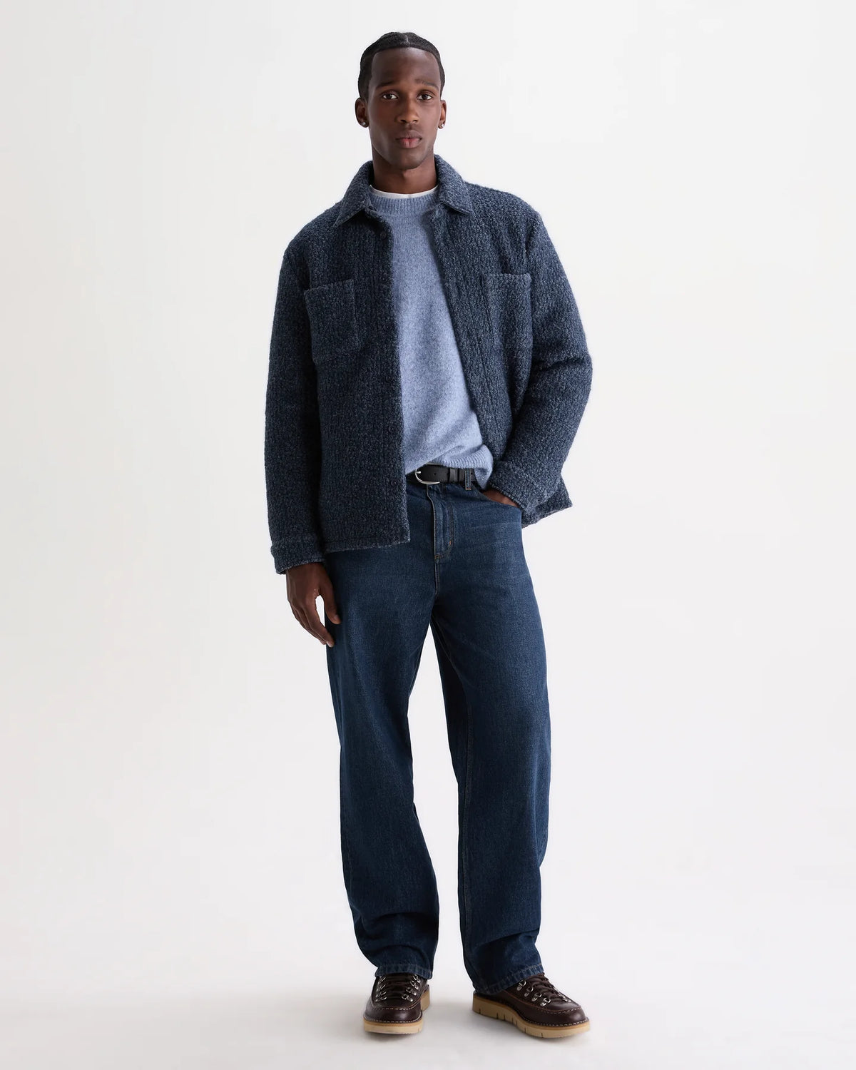 オーバーシャツ MOUNT REVERSIBLE BOBBLE WOOL (GREY BLUE)