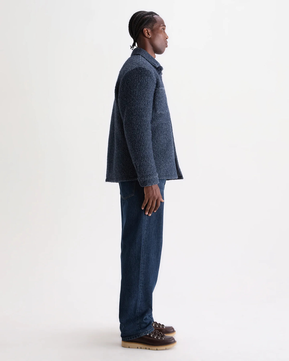 オーバーシャツ MOUNT REVERSIBLE BOBBLE WOOL (GREY BLUE)
