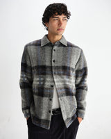 【予約】オーバーシャツ NOLAN WOOL CHECK (GREY BLUE)