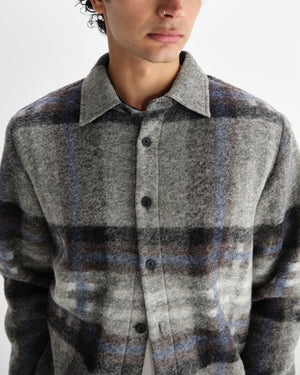 【予約】オーバーシャツ NOLAN WOOL CHECK (GREY BLUE)