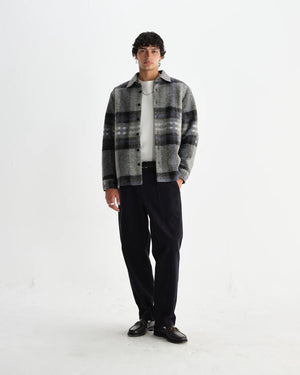 【予約】オーバーシャツ NOLAN WOOL CHECK (GREY BLUE)