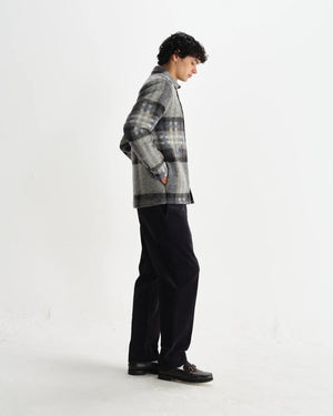 【予約】オーバーシャツ NOLAN WOOL CHECK (GREY BLUE)