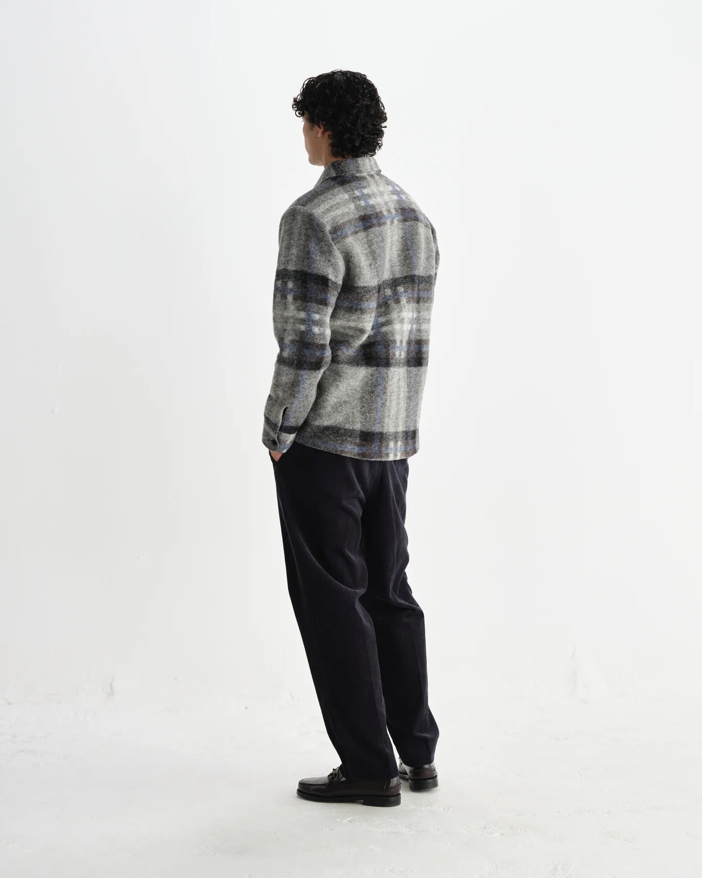 オーバーシャツ NOLAN WOOL CHECK (GREY BLUE)