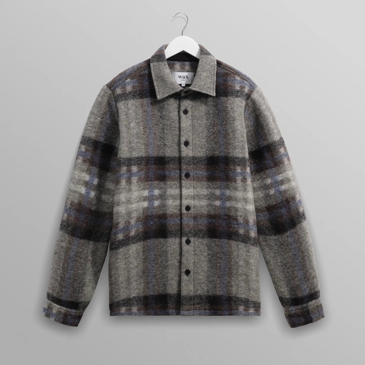 オーバーシャツ NOLAN WOOL CHECK (GREY BLUE)