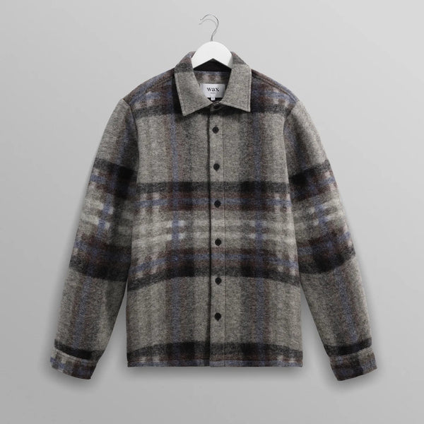 【予約】オーバーシャツ NOLAN WOOL CHECK (GREY BLUE)