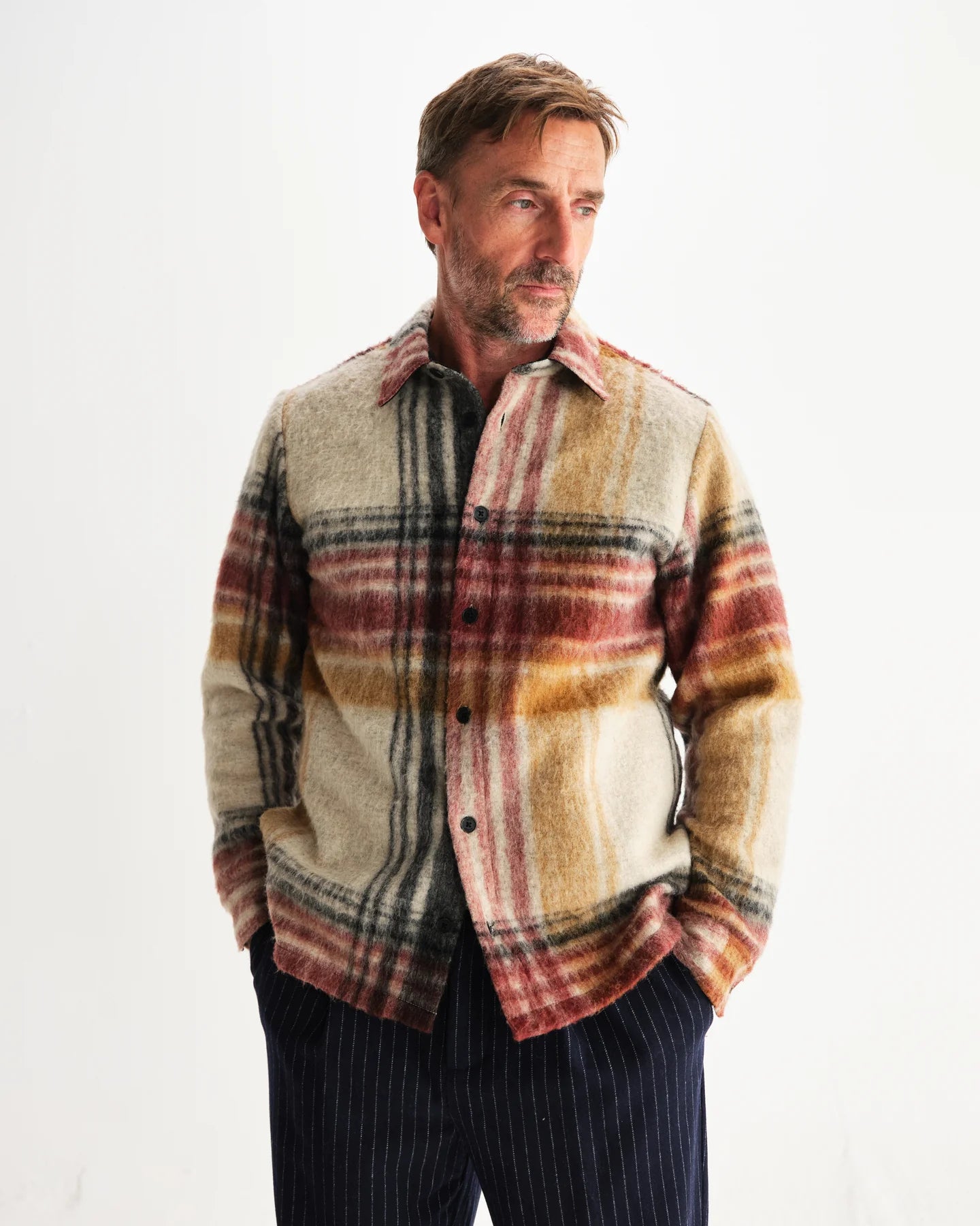 オーバーシャツ NOLAN WOOL BLEND CHECK (NATURAL MULTI)