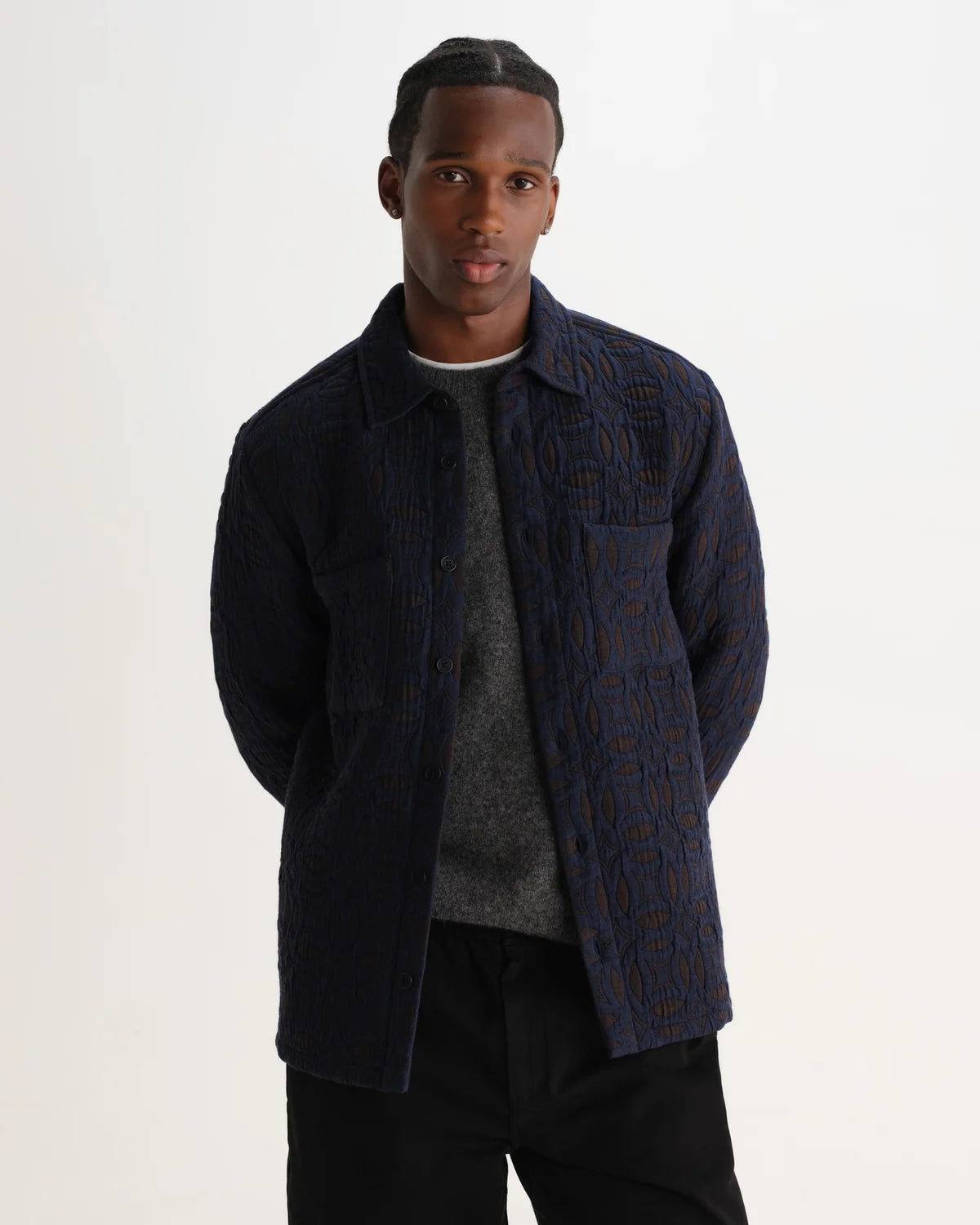 オーバーシャツ OTTO ORNATE QUILT (NAVY/BROWN)