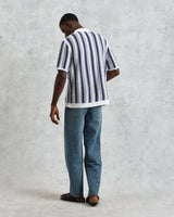 【予約】ポルトシャツ STRIPE CROCHET (BLUE/ECRU)