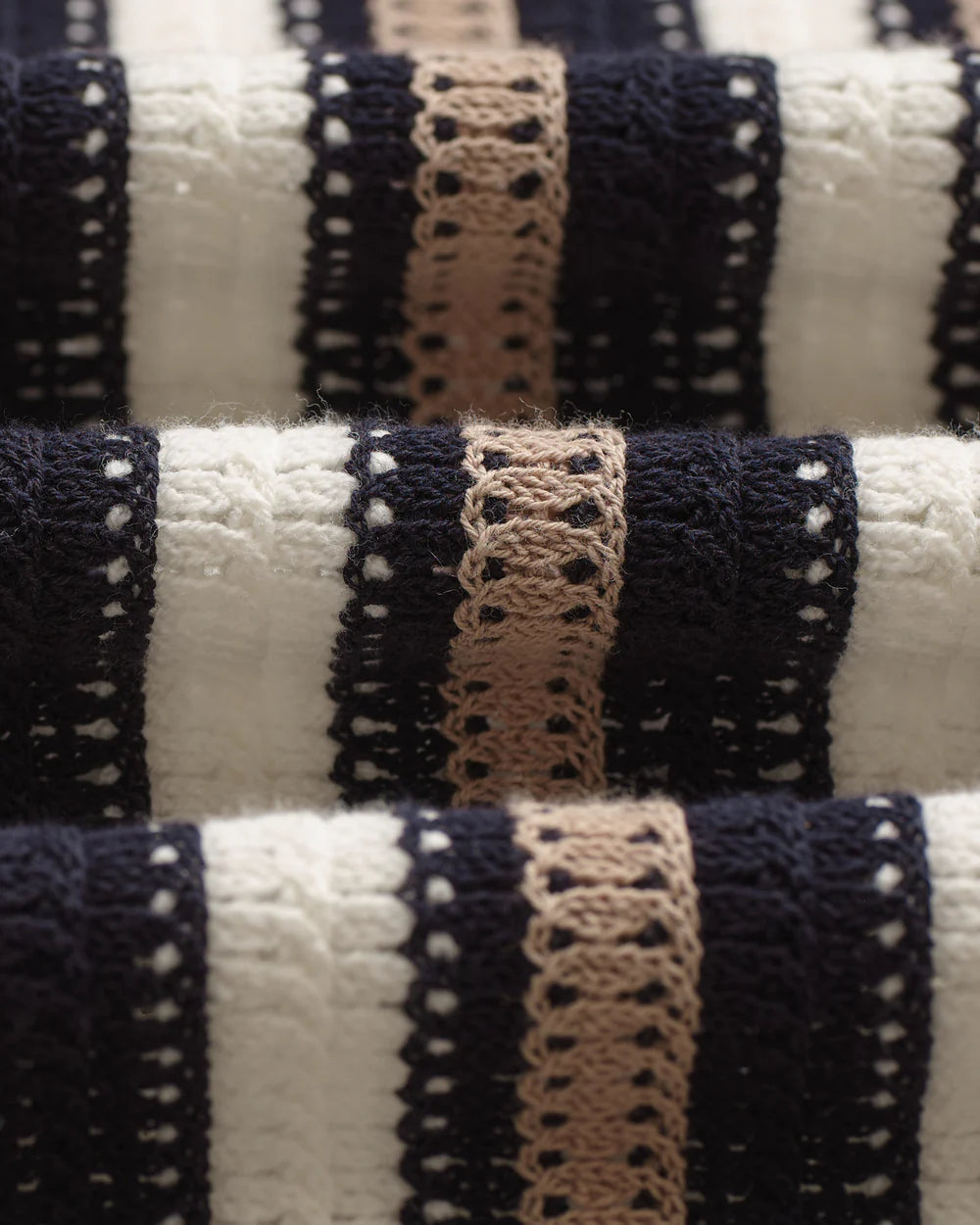 ポルトシャツ STRIPE CROCHET (ECRU/BLACK)