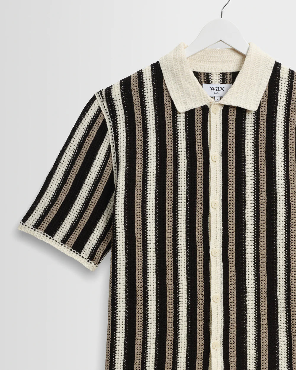 ポルトシャツ STRIPE CROCHET (ECRU/BLACK)