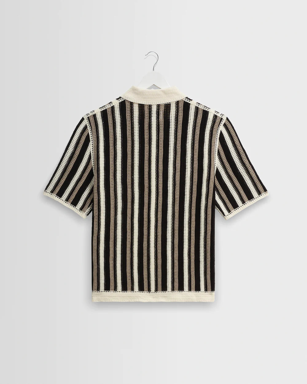 ポルトシャツ STRIPE CROCHET (ECRU/BLACK)